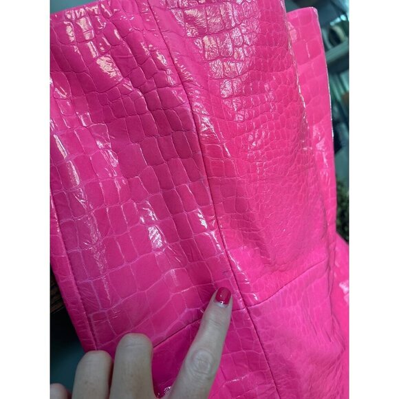 retrofete Kimora Leather Embossed Mini Dress Paradise Pink Womens Size Large - Picture 8 of 13